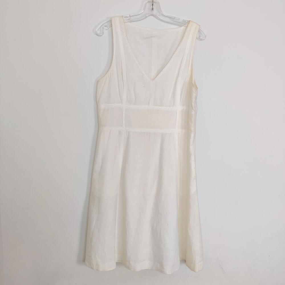 J. Jill Pure Linen Fit & Flare Midi Dress in Ivory Size